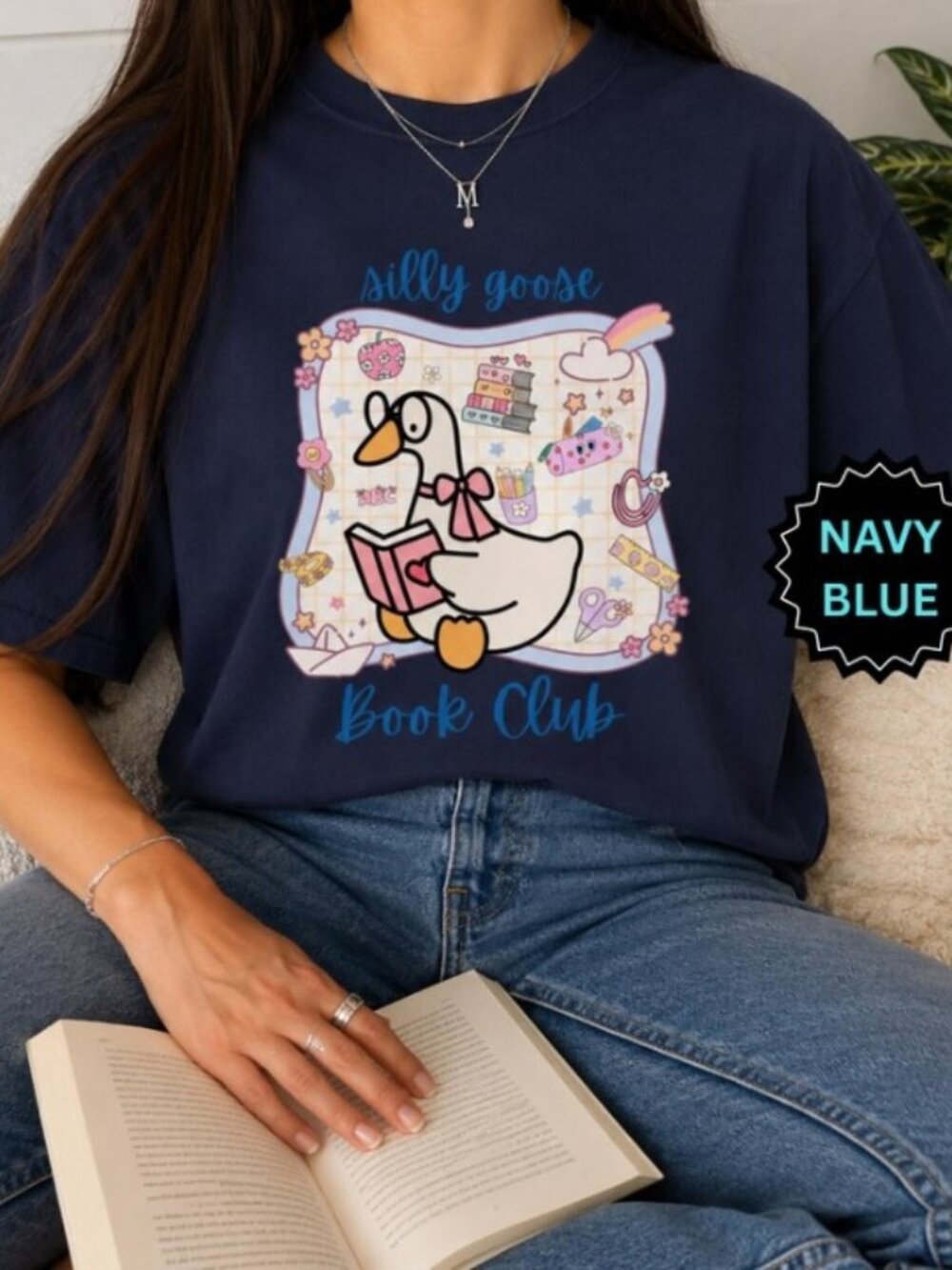 Silly Goose Book Club Shirt, Retro Teacher Life Tee